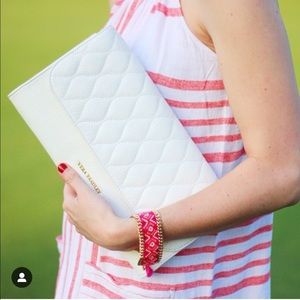 Vera Bradley Quilted White Leather Clutch